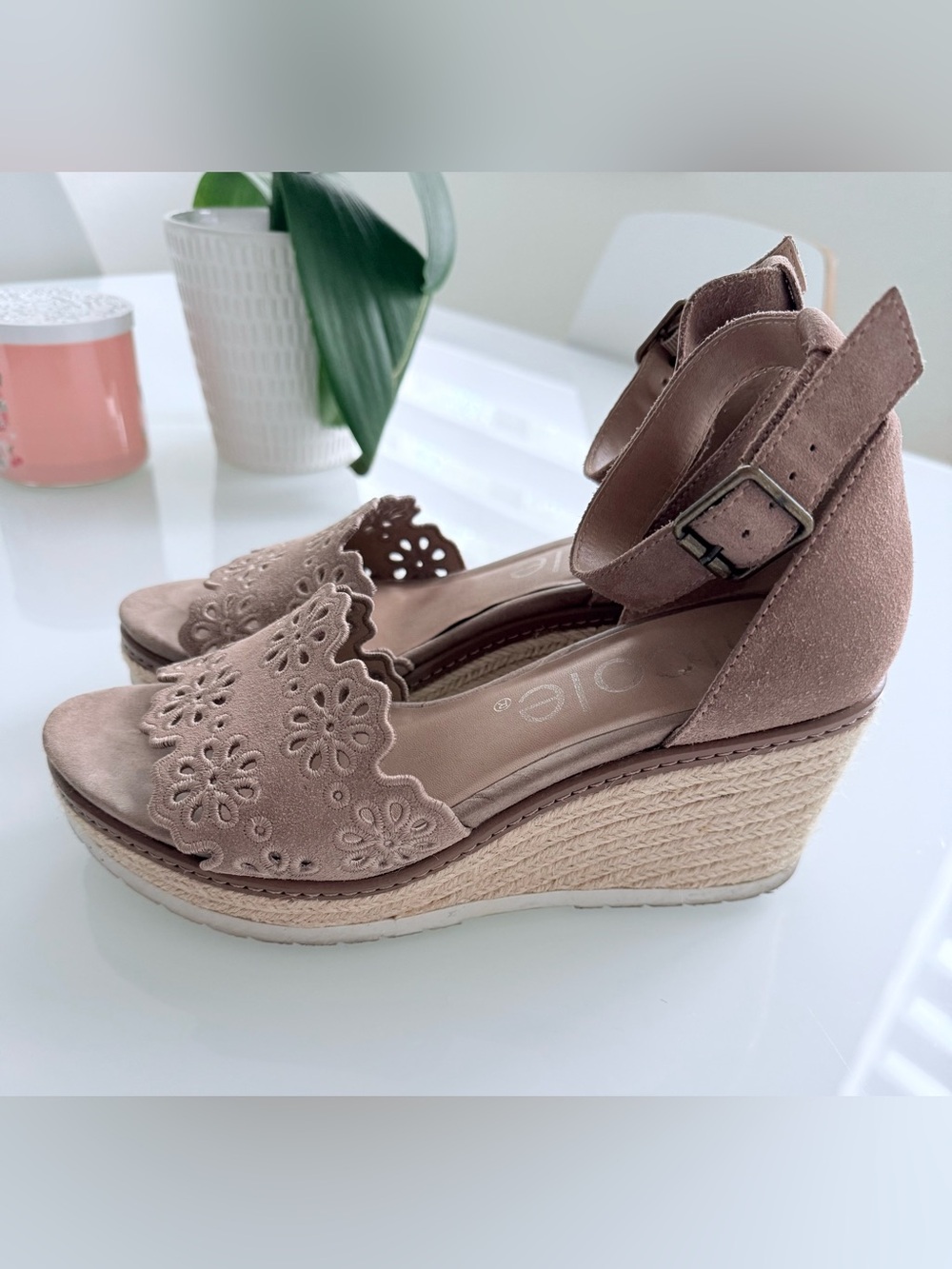 Nicole Nice Espadrille Wedge Sandal Nude size 8.5 - Picture 4 of 9